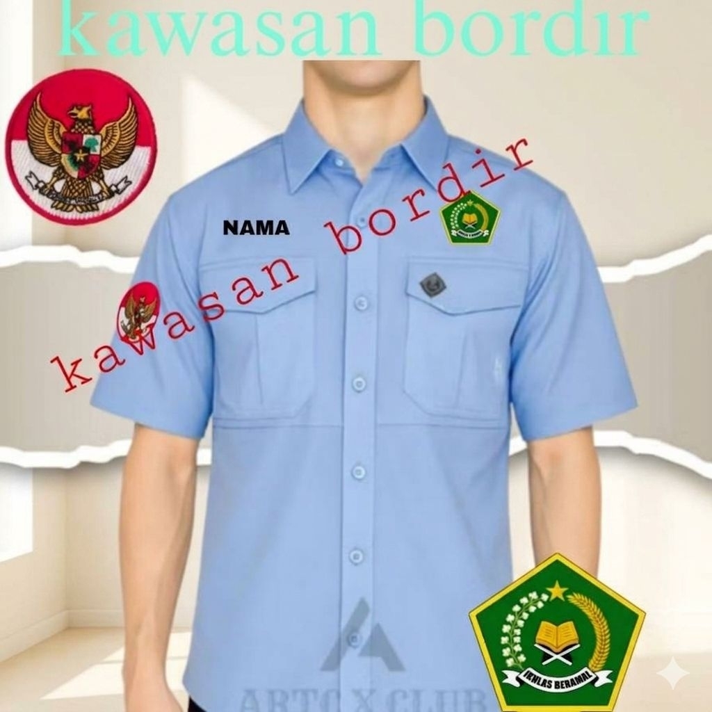 Premium kemeja tactical kemenag seragam kemenag baju kemenag pdh Kemenag full bordir model premium g