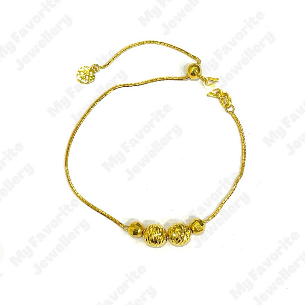 Gelang Serut Bola-Bola Candy Emas Asli Kadar 875