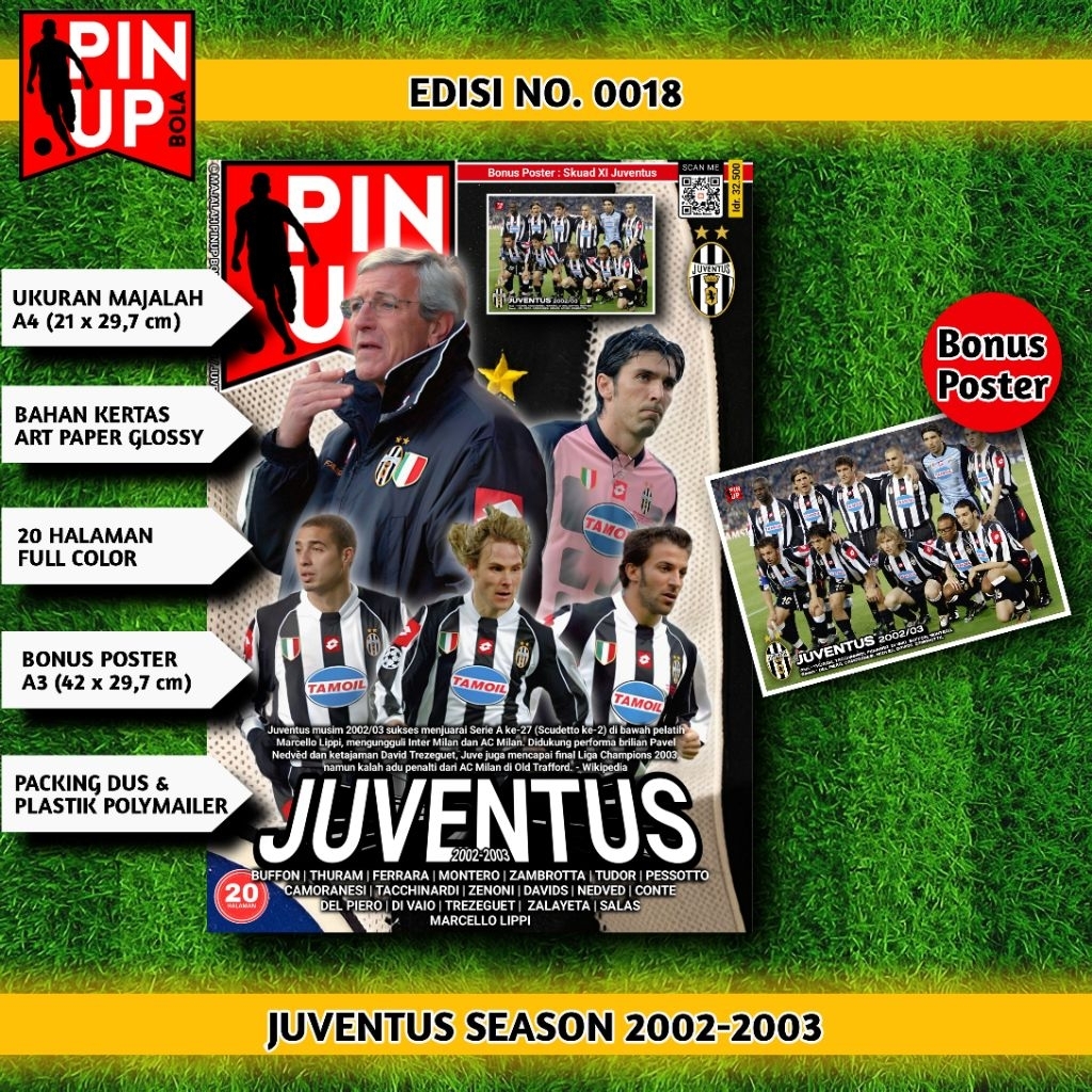 Majalah Pinup Bola Edisi No. 0018 / Juventus 2002-2003