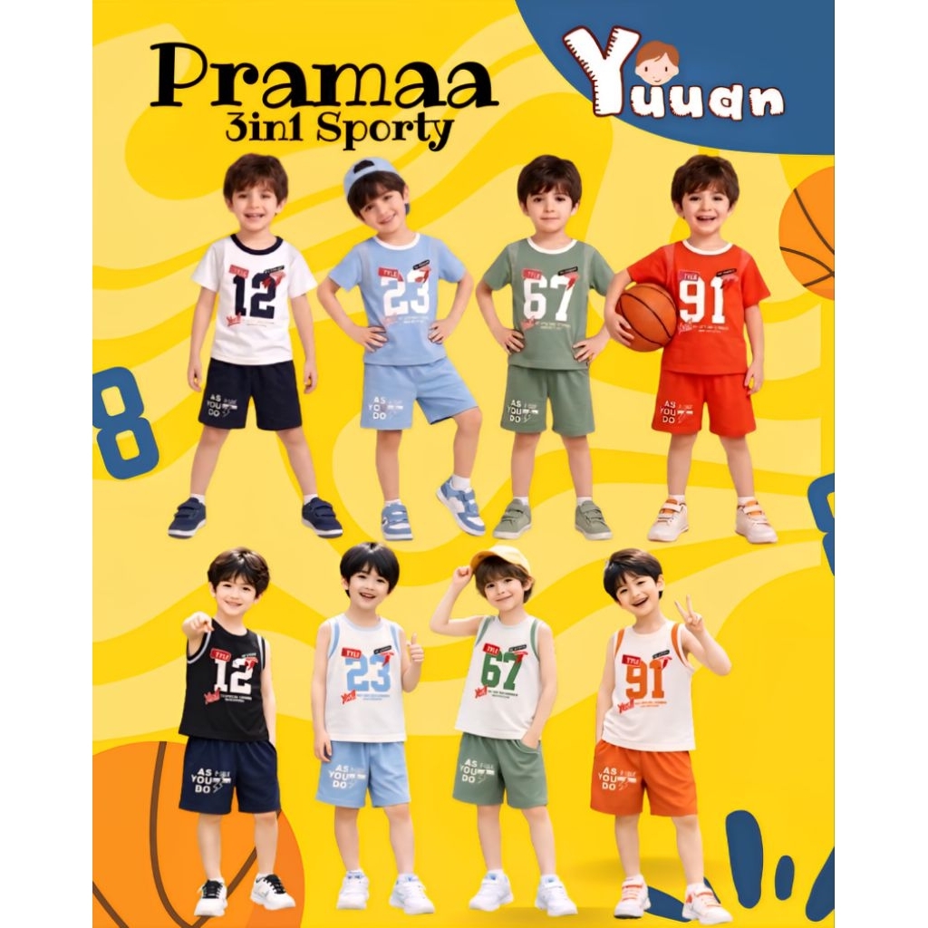 Po‼️ Yuuan Setelan Celpen Pramaa Sporty 3in1 Baseball Baby Anak Cowok 6 Bulan - 10 Tahun Premium /Te