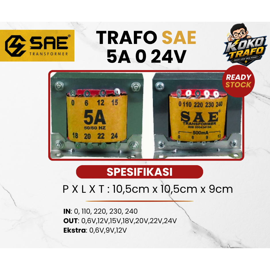 TRAFO SAE 5A 0 24V - 100% MURNI TEMBAGA ORI