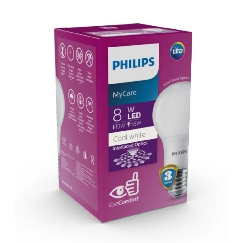 Philips MyCare LED Bulb 8W E27 4000K Semi Putih / Cool White 8W
