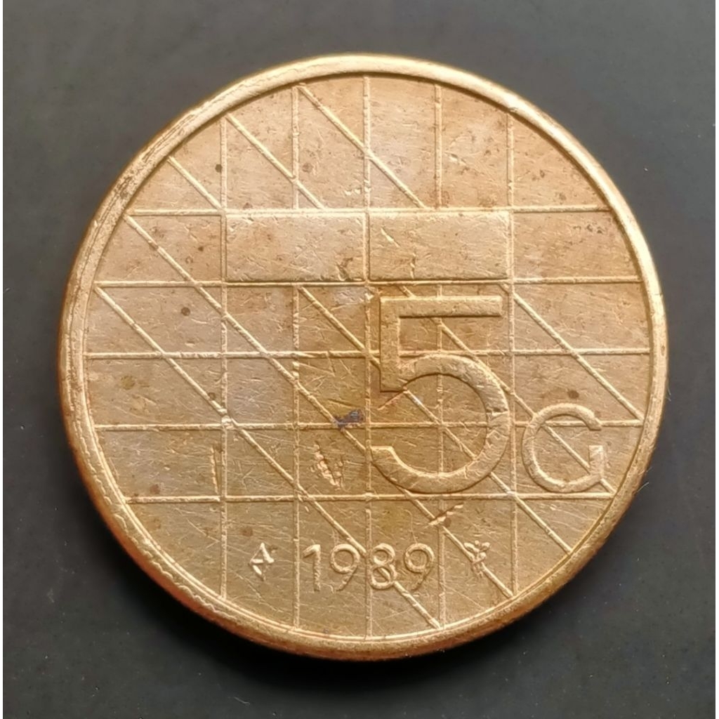 Koin Kuno Belanda 5 Gulden Beatrix 1988-1989