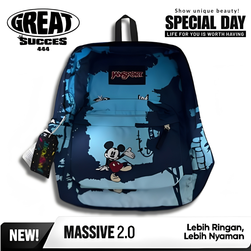 GREATSUCCES - JANSPORT TAS SEKOLAH DISNEY MICKEYMOUSE BLUE - TAS JANSPORT ALL COLOUR - TAS JANSPORT 