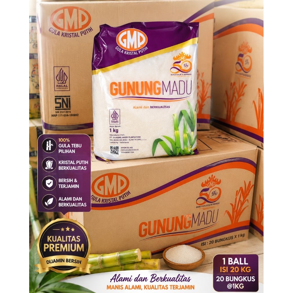 GMP gula pasir kemasan 1kg 1 DUS