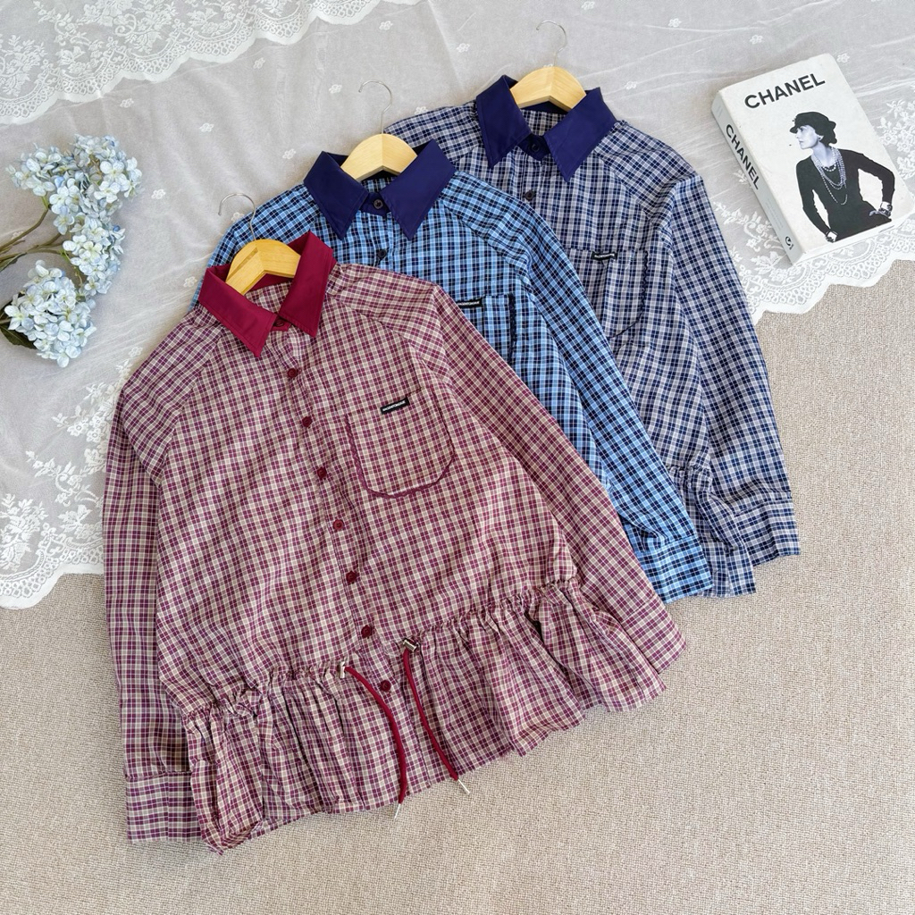 Diamore | RIHANA SHIRT l KEMEJA WANITA PREMIUM | KEMEJA KATUN KOTAK-KOTAK OVERSIZE