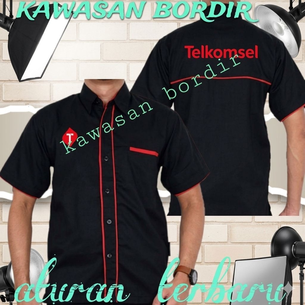 versi terbaru kemeja Telkomsel baju Telkomsel seragam Telkomsel pdh Telkomsel full bordir..