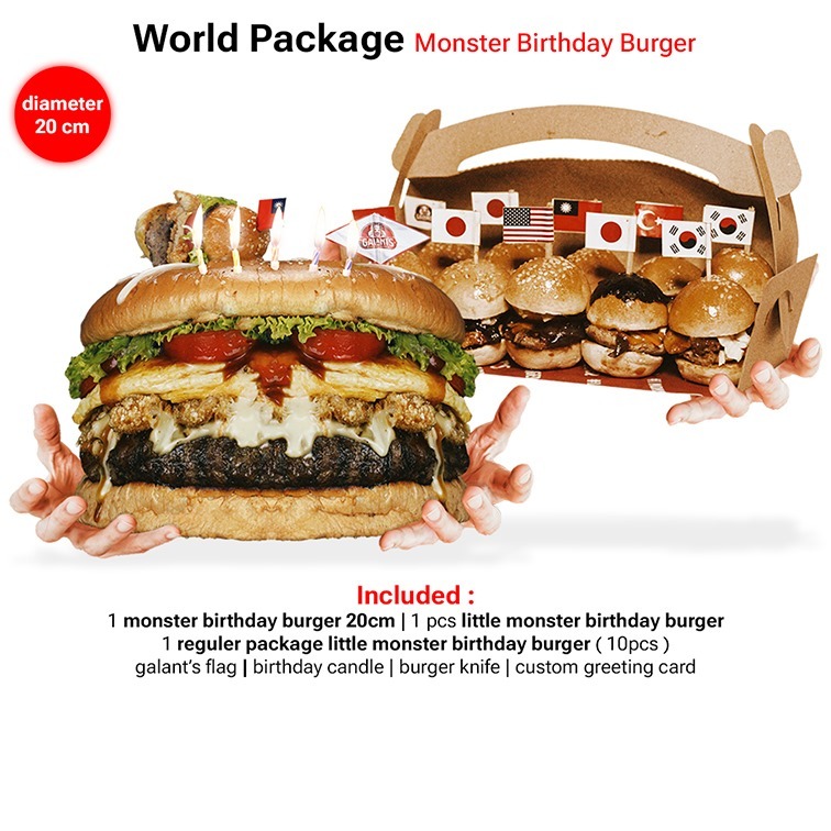 World  Monster Birthday Burger 20cm (Birthday Cake Aesthetic)