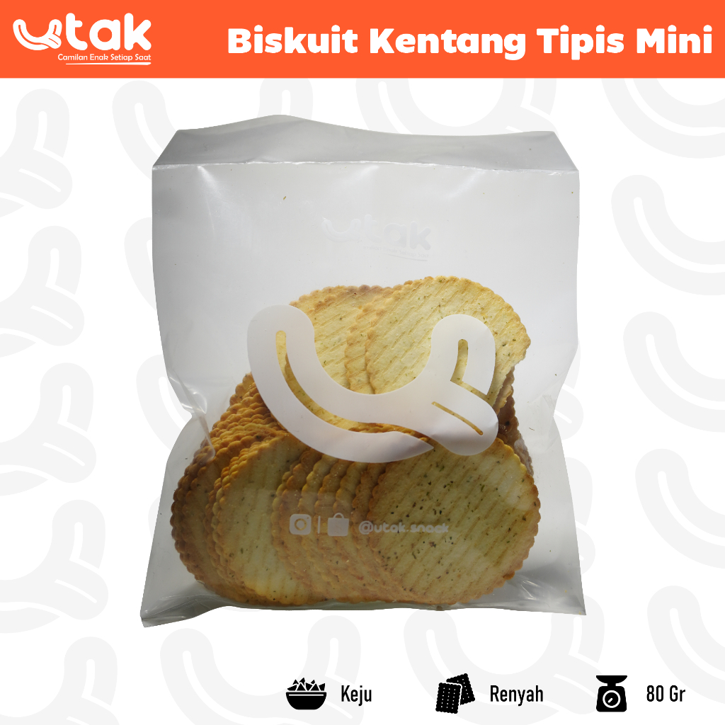 BISKUIT TIPIS KENTANG KEJU RENYAH 80 gr / Biskuit Potato / Biskuit Kentang Crispy Tipis