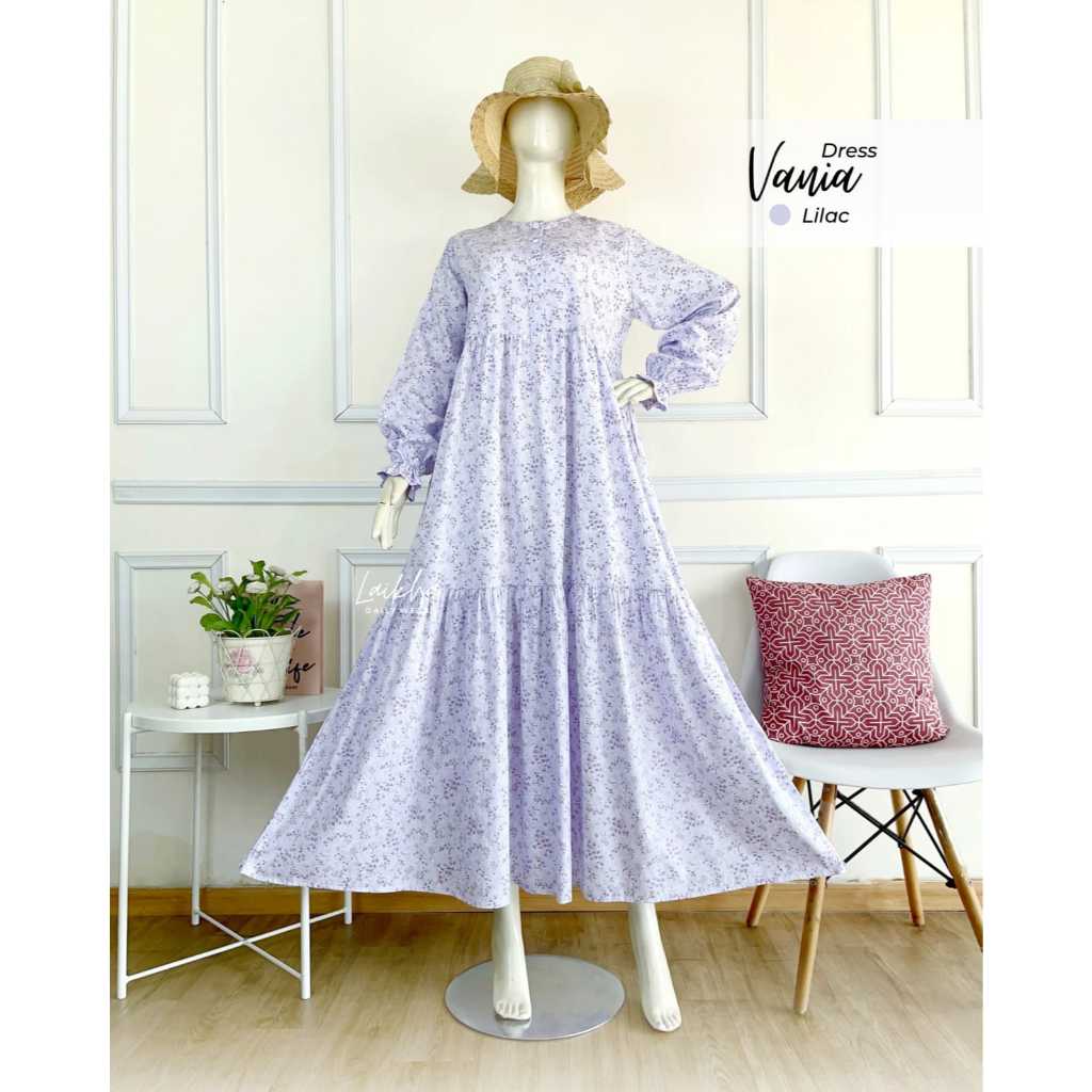 Vania Dress Lilac Gamis Katun Jepang by Laikha