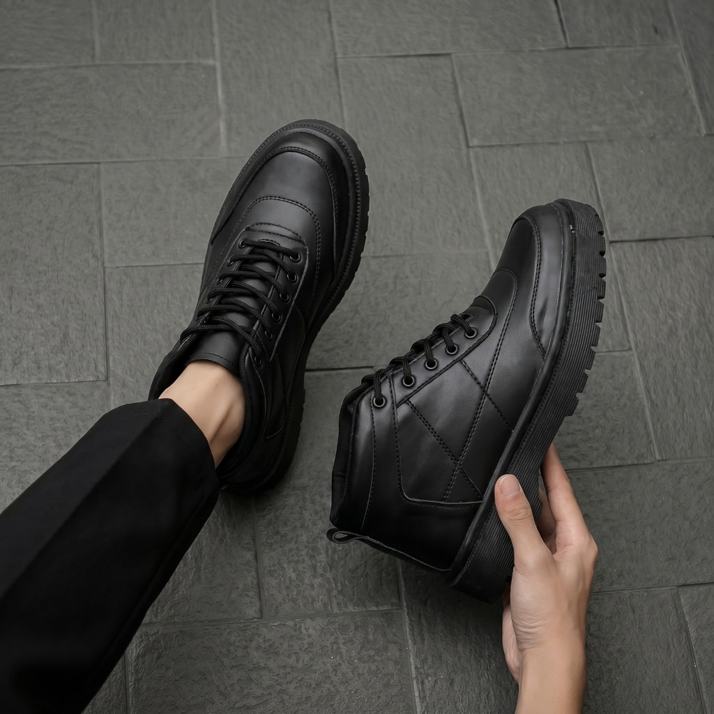 Sepatu Formal Pantofel Hitam Boots Pria Kerja Sole Tinggi