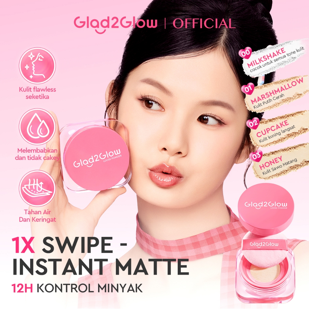 Glad2Glow Perfect Blur&Cover Loose Powder oil control Finishing Kontrol Minyak Tahan Lama Anti Luntu