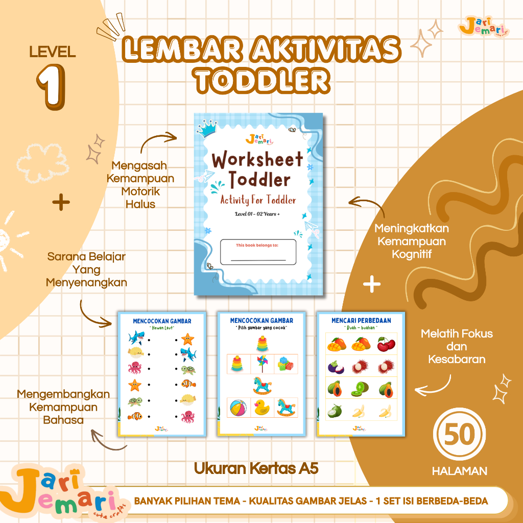 Worksheet Anak Toddler worksheet coding anak soal anak ukuran A5 | Lembar Belajaar anak | Lembar Cod