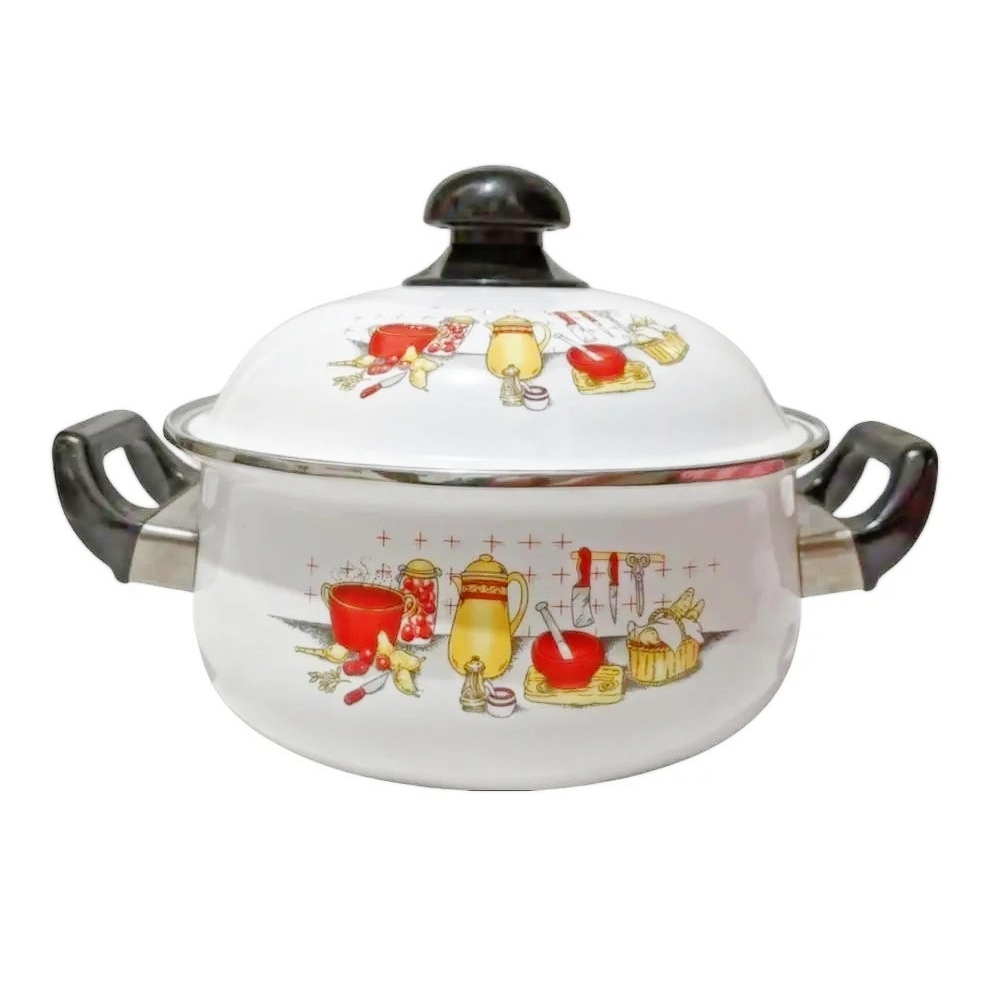Panci Enamel / panci sayur enamel dengan Tutup
