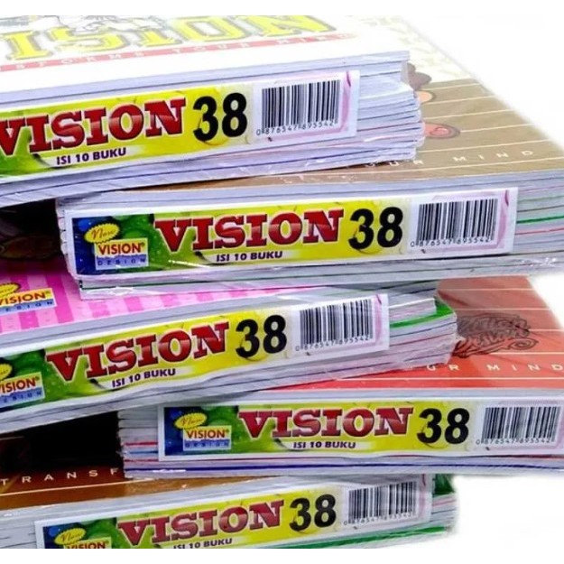 Buku Tulis VISION 38 / Buku Tulis VISION 38 Motif Random / Buku Tulis VISION 38 Lembar 10 pcs/ Buku 