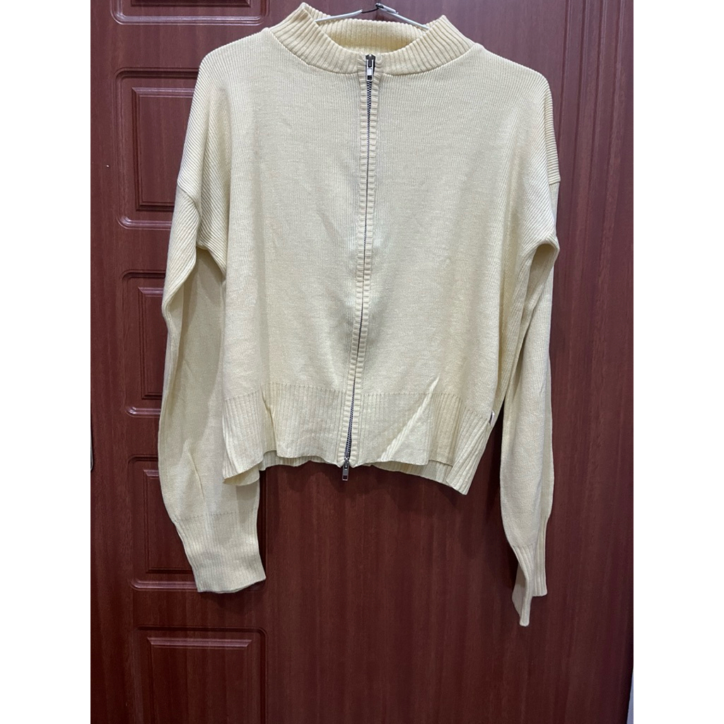 Cardigan Knit Resleting Yellow Butter