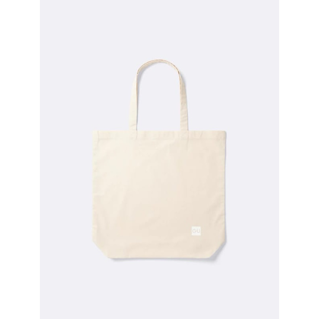 Tote Bag GU Original Japan Kanvas Polos Cream Original Tas Tote Wanita Pria Unisex Simple Minimalis 