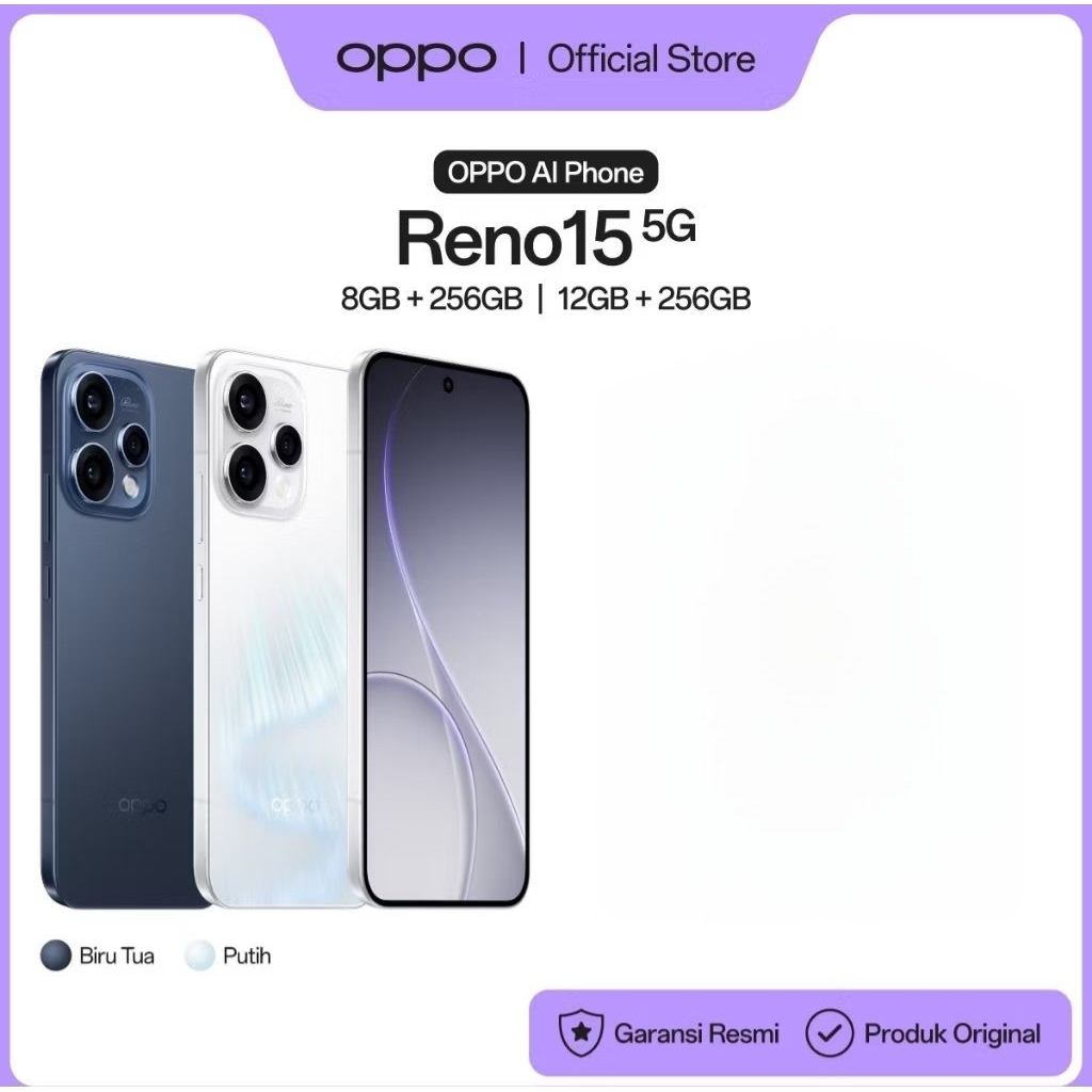 OPPO RENO 15 RAM 12+12/256 GB GARANSI RESMI NASIONAL