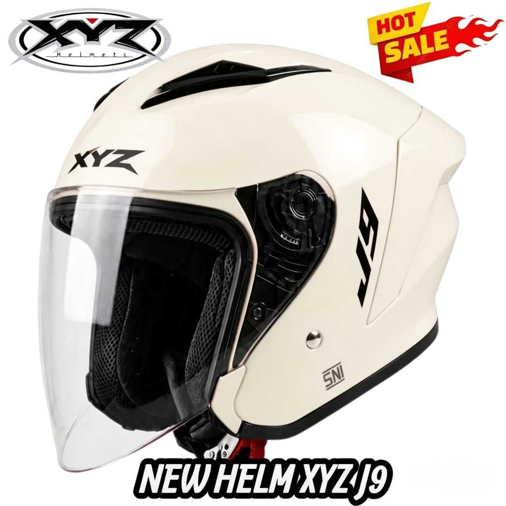 Helm Half Face J5 / J9 XYZ / MLA Solid Terbaru putih  (SNI) Helm Dewasa Pria Dan Wanita Bisa Cod