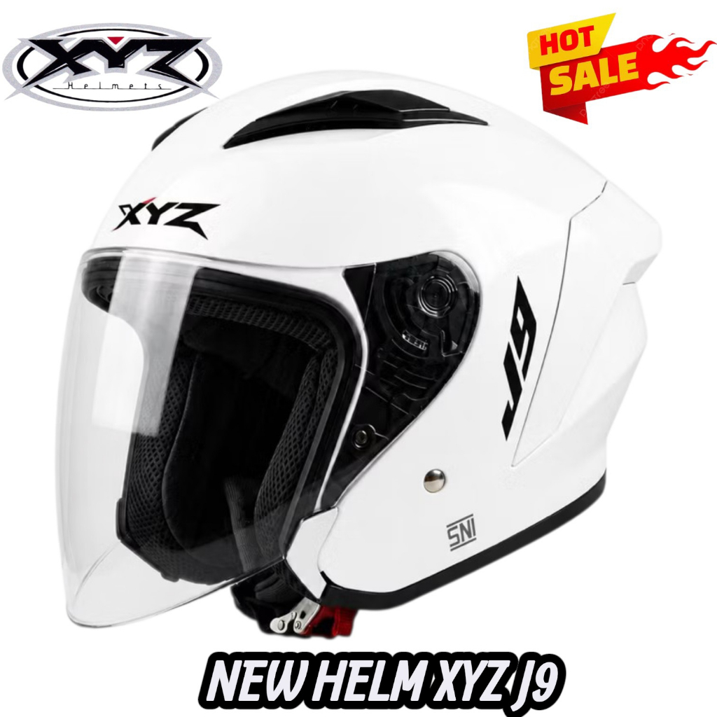 Helm J5 / J9 XYZ MLA Putih Kaca Helm Half Face Premium Untuk Pria Dan Wanita Dewasa SNI Bisa COD