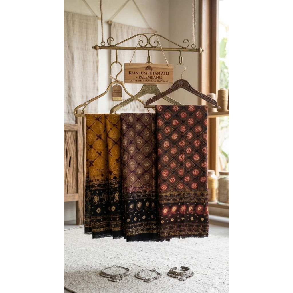 Bahan Kain Jumputan Palembang Viscose Polos 3 Meteran Titik 7 Tujuh Dasar Batik Jemputan Silk Couple