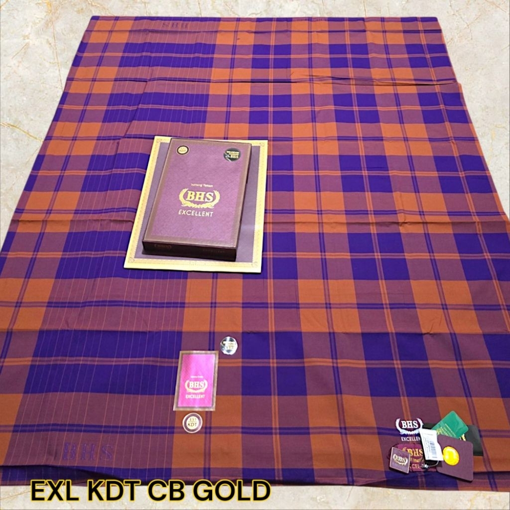 (MOTIF SANDUR KOTAK) Sarung BHS EXCELLENT GOLD KDT OTB , OMB, CSD. CB