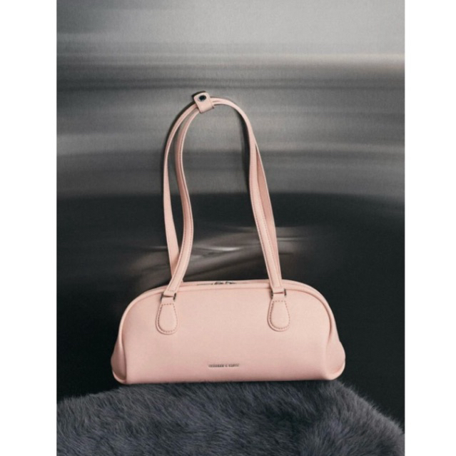Charles and Keith Nelly Elongated Shoulder Bag Light Pink