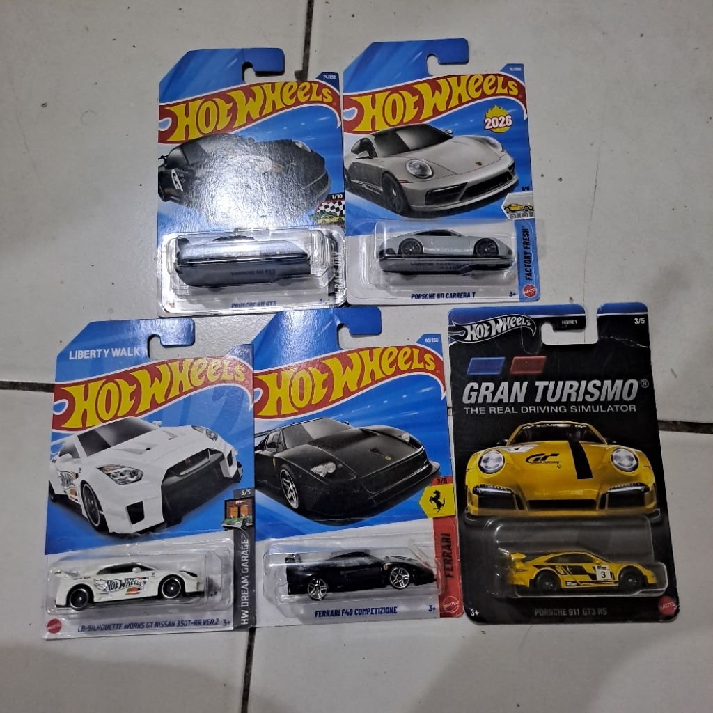 Hot Wheels Porsche 911 GT3, F40 HITAM, LBWK, PORSCHE CARERA 911