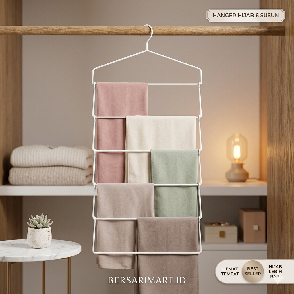 Hanger Organizer Lemari 6 Susun | Hanger Besi Premium Kuat Untuk Hijab & Scarf