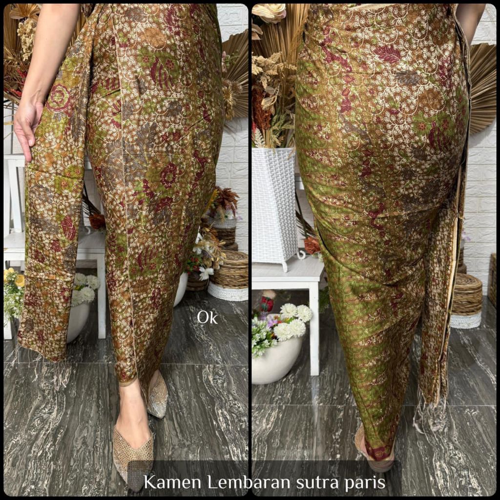 Kamen lembaran Sutra Paris + Selendang (sutra Paris Selly)