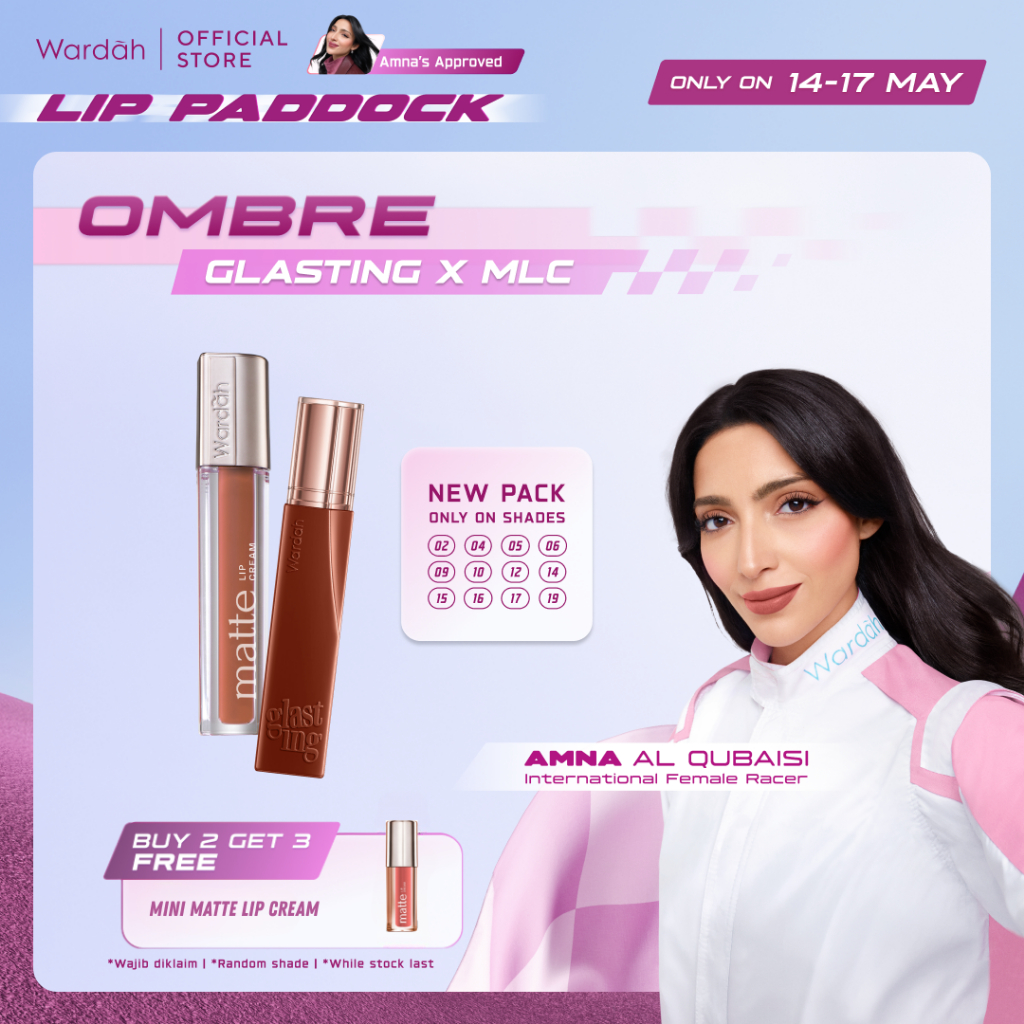WARDAH Ombre Glasting Liquid Lip + Matte Lip Cream -Lip-Stain-Lipgloss-Lipstik-Lip Matte-Lipcream-Li