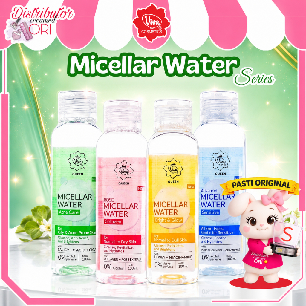 Viva NEW Micellar Water Bright Glow, Acne Care, Queen Advanced Cleanse Micellar Water Micellar Rose 