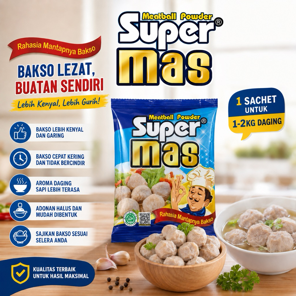 [GROSIR] SUPER MAS Tepung Bakso 32gr Pengenyal dan Garing