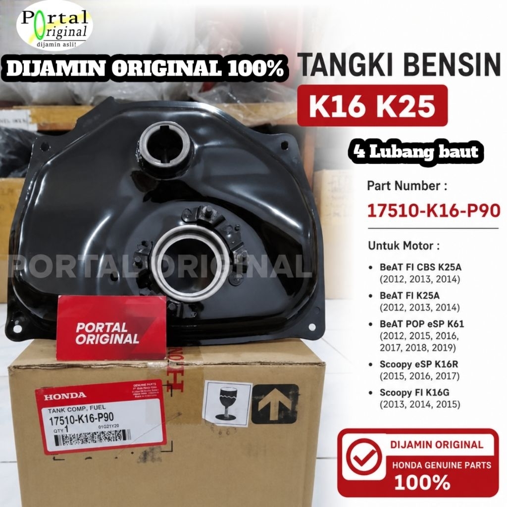 Tangki Bensin K16 Beat FI scoopy FI CBS ESP k25 Asli AHM 100% original 4 baut honda 17510K16P90 fuel