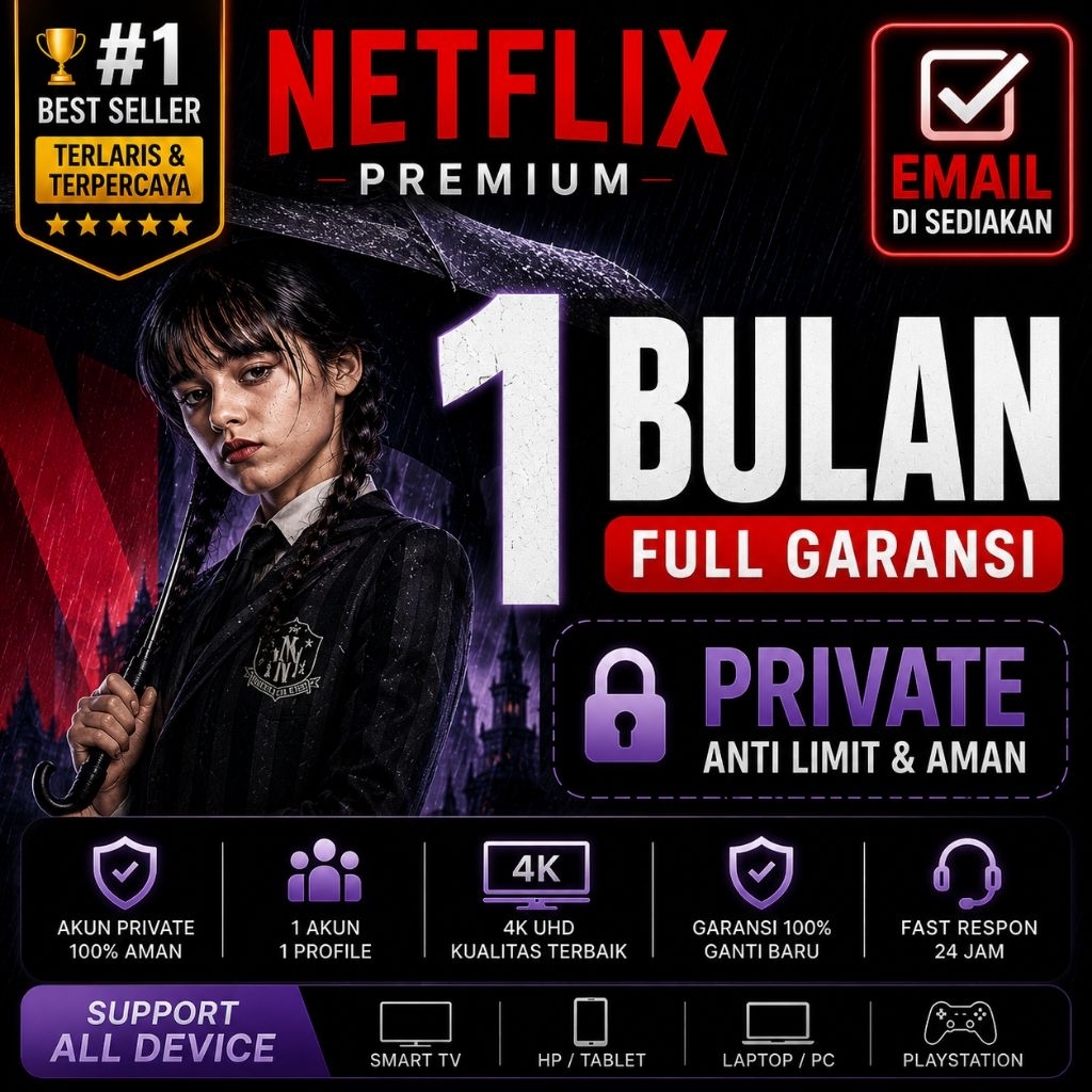 NETFLIX PRIVATE PREMIUM 1 BULAN 4K UHD FULL GARANSI 1 USER ANTI SCREEN LIMIT SIAP PAKAI