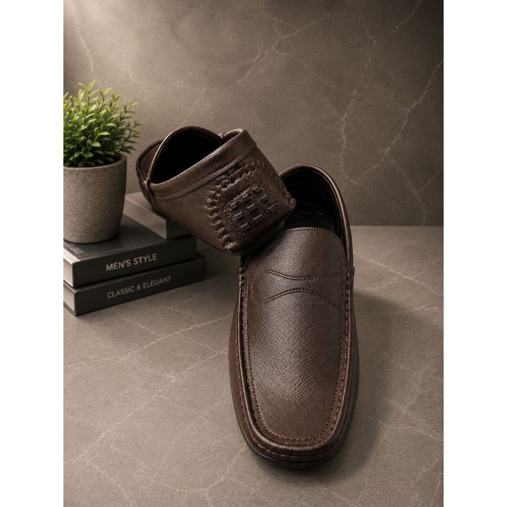 Sepatu pansus Pria Slip on flat Shoes pria Van Borton Original – Sepatu Kerja Kantor Formal Kulit Pr