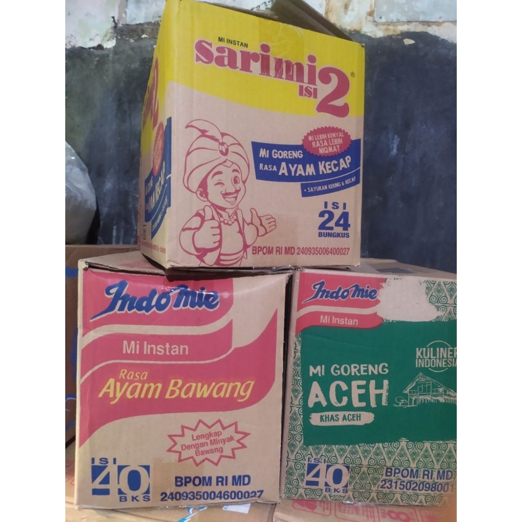 kardus bekas mie mi instant indomie sedaap sarimi dus