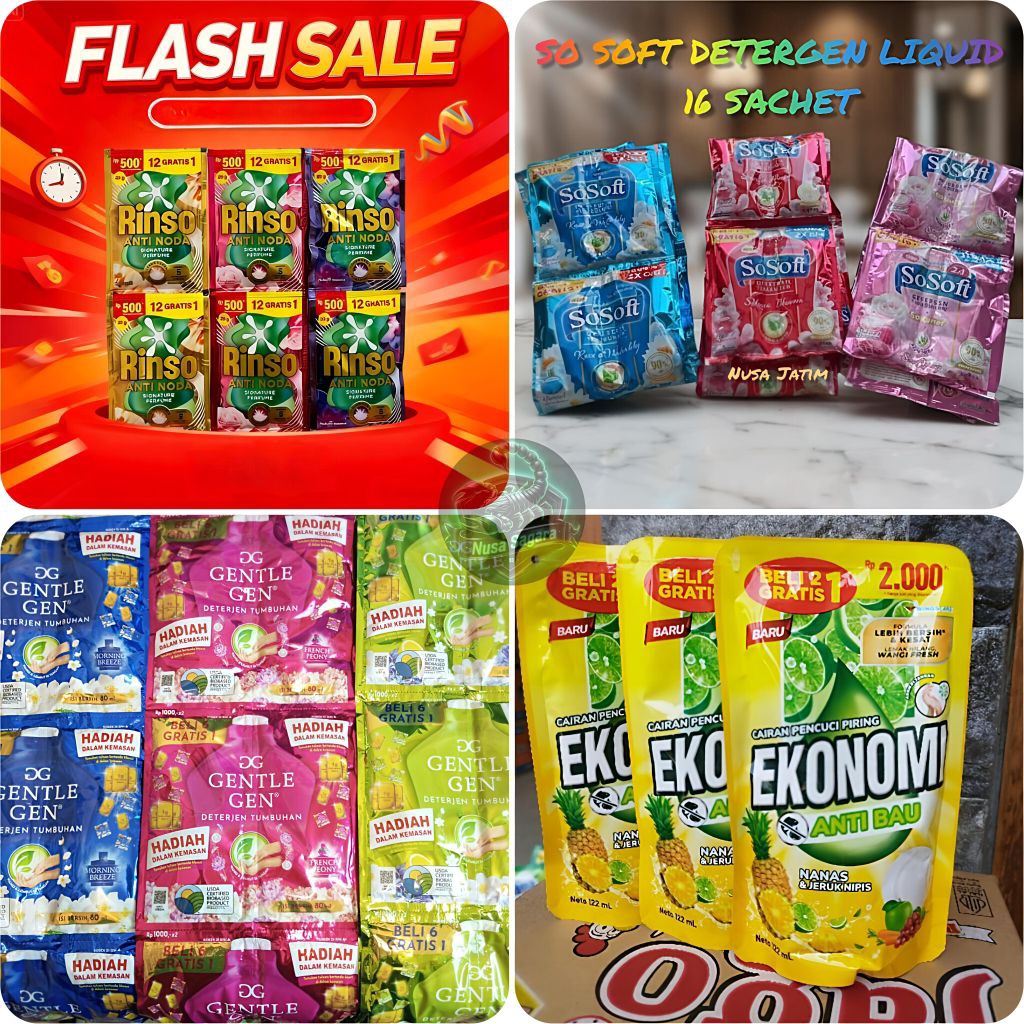 Aneka Sabun Cair | SOSOFT 16 SACHET | Ekonomi 2000 | Gentle Gen | Rinso 500| SERBA 5000 | SERBA 1000
