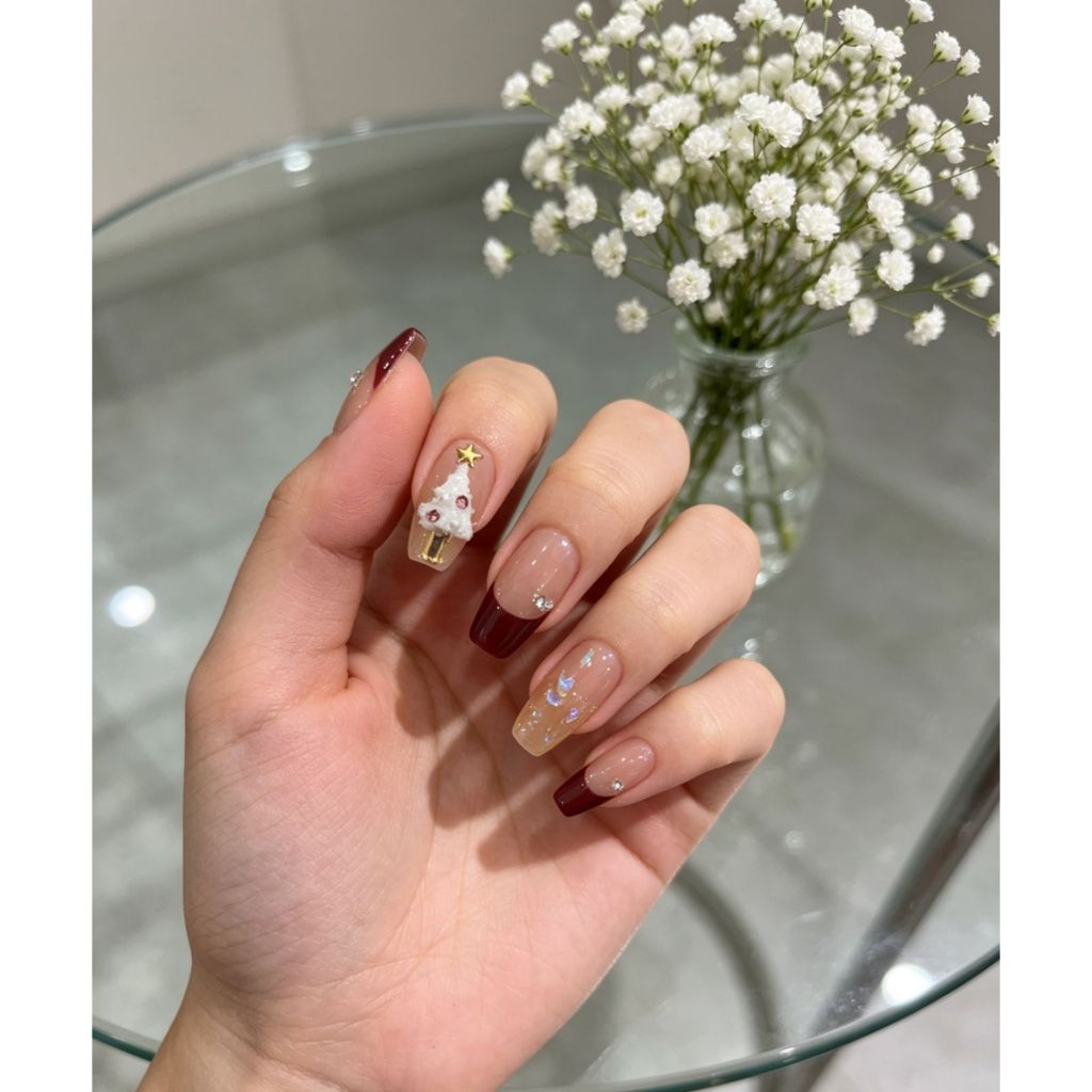 VG 112 Press On Nail Art / Kuku Palsu Tangan Set Pendek Natal