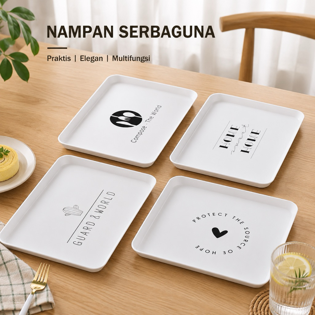 (CLASHOP) Nampan Makanan Plastik Putih / Plastic Food Tray