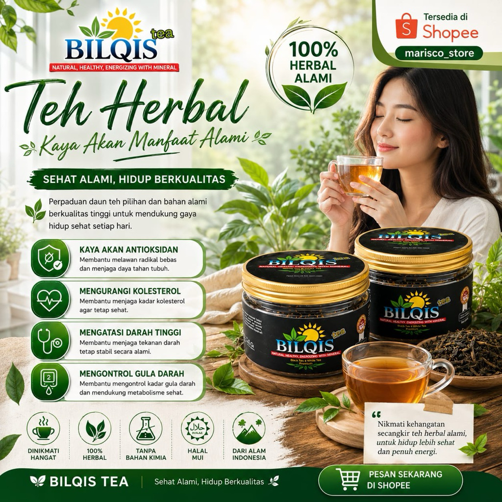 PROMO DISKON BILQIS Tea Herbal | Teh Detox | Kaya Antioksidan | Teh Hitam dan Teh Putih