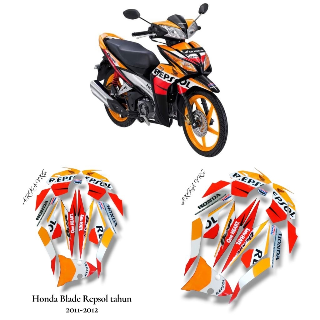 Stiker Sticker Striping Polet Body Motor Honda Blade Repsol tahun 2011 2012 / List motor honda blade
