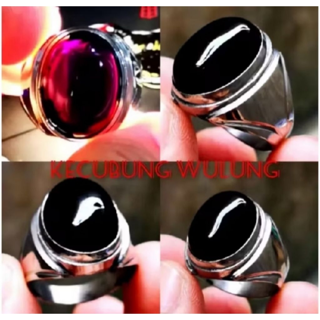 Cincin batu akik Kecubung wulung ring monel
