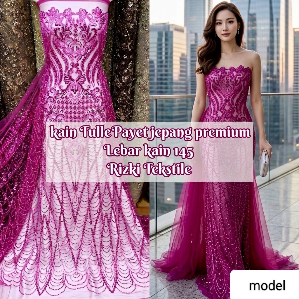 Kain Tulle Payet jepang premium/kain tulle Payet mewah