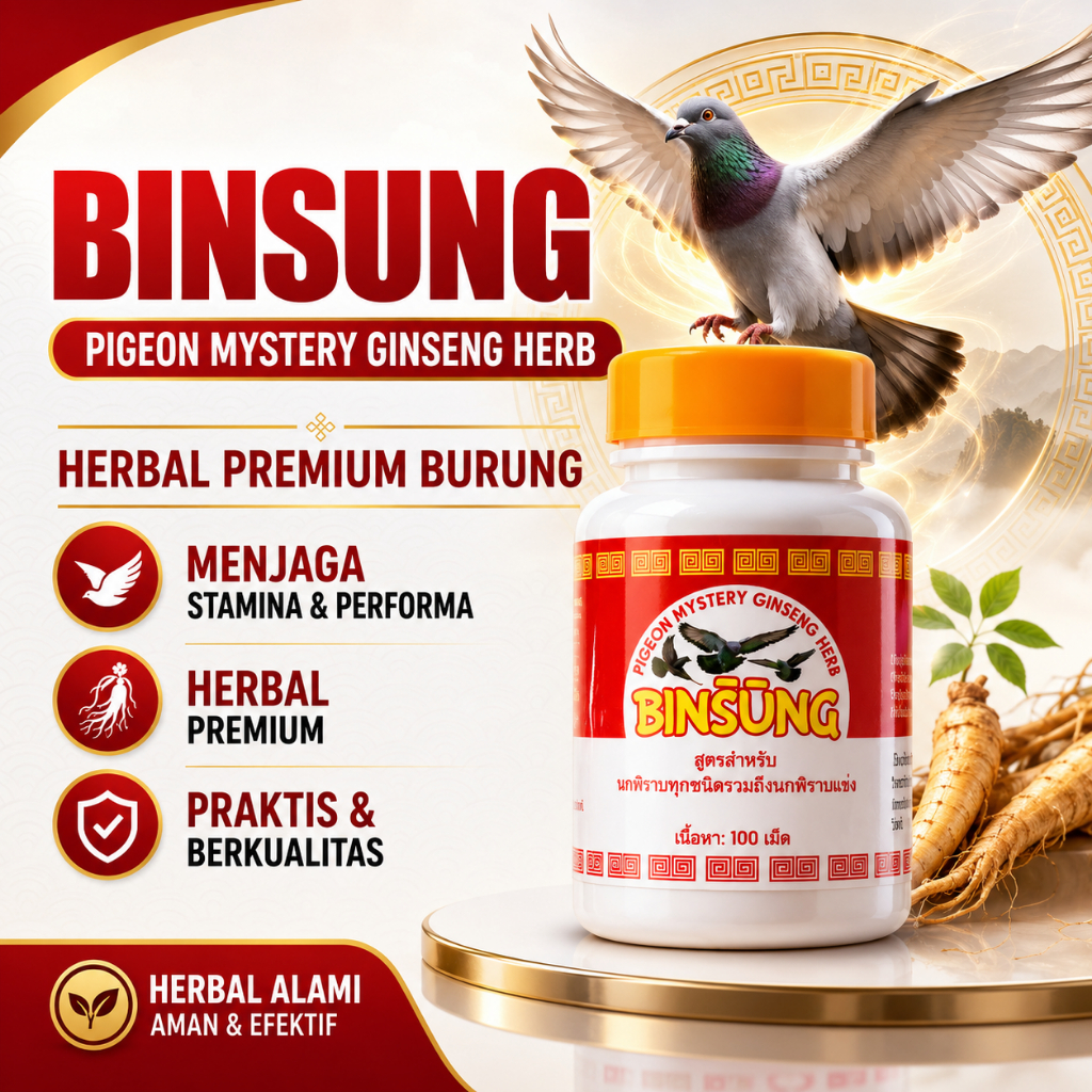BINSUNG JAMU MERPATI EXTRA GINGSENG DAN TEKI MERPATI GIRING MENINGKATKAN PERFORMA ISI 100 BUTIR MERP