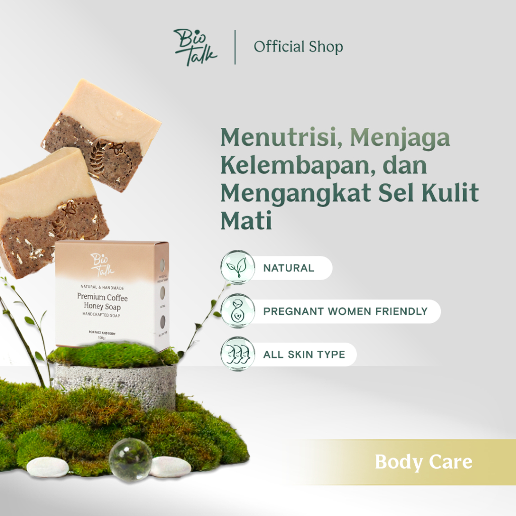 Biotalk Premium Coffee Honey Soap | 120 gram | No SLS/SLES | Sabun Mandi Kopi Madu Susu Natural Hand