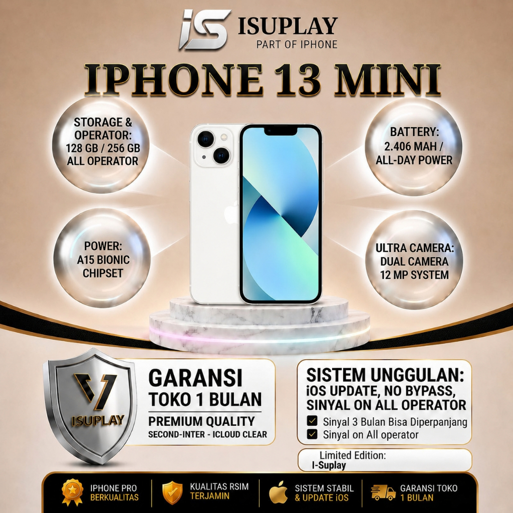 IP 13 MINI 128GB 256GB FULLSET SECOND INTER MULUS 100% Original