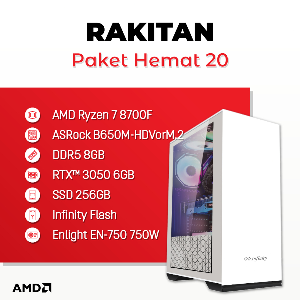 Komputer Rakitan Paket Hemat 20 AMD Ryzen 7 8700F
