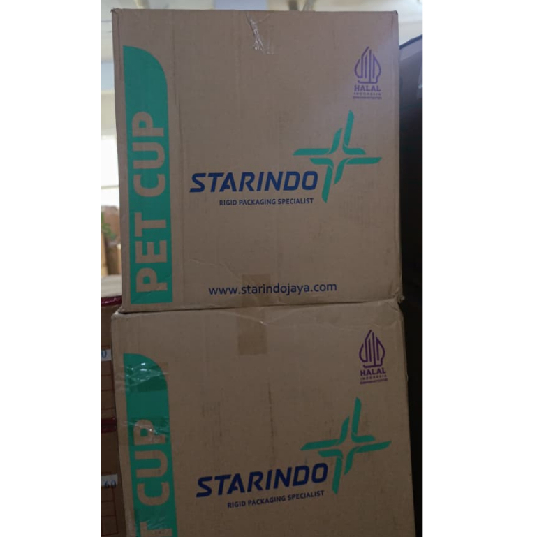 1 DUS GELAS PLASTIK BAHAN PET 12 OZ/14OVAL OZ DAN 16 OZ MEREK STARINDO