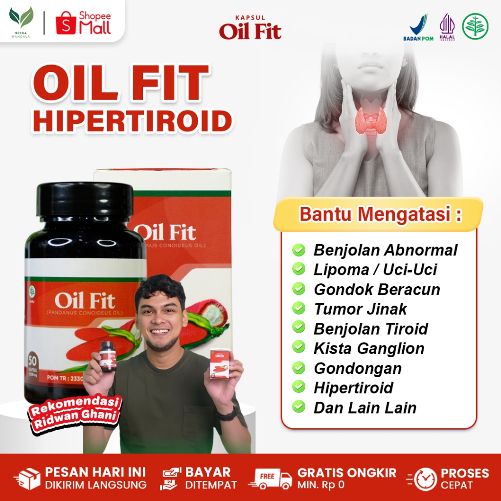 KAPSUL OIL FIT Obat Kelenjar Getah Bening Bengkak Hipertiroid TB Kelenjar Penghilang Benjolan Di Leh